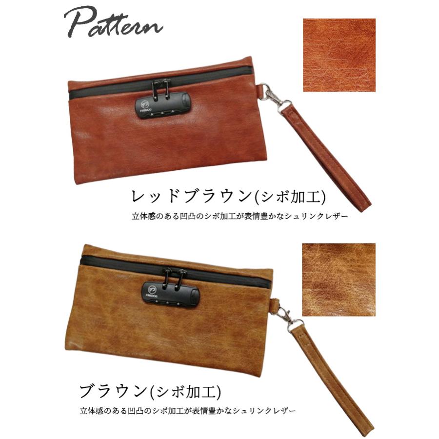 防臭 防犯 3桁ダイヤル錠付き GPT 活性炭 PUレザー 薄マチ ポーチ 脱臭 横長 スリム 薄型ケース レザー調 A6収納 取り外せる 持ち手 1点迄メール便OK(gu1b398) | ブランド登録なし | 09