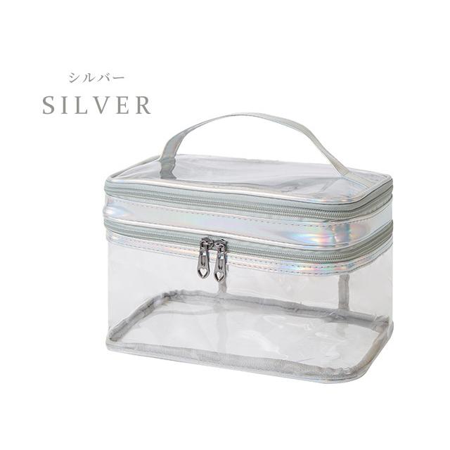 バニティポーチ クリア 大容量 二層 バニティケース 持ち手付 ビニール コスメ メイクポーチ スパバッグ 化粧品 収納 持ち運び GPT 1点迄メールOK(gu1b433) | ブランド登録なし | 14