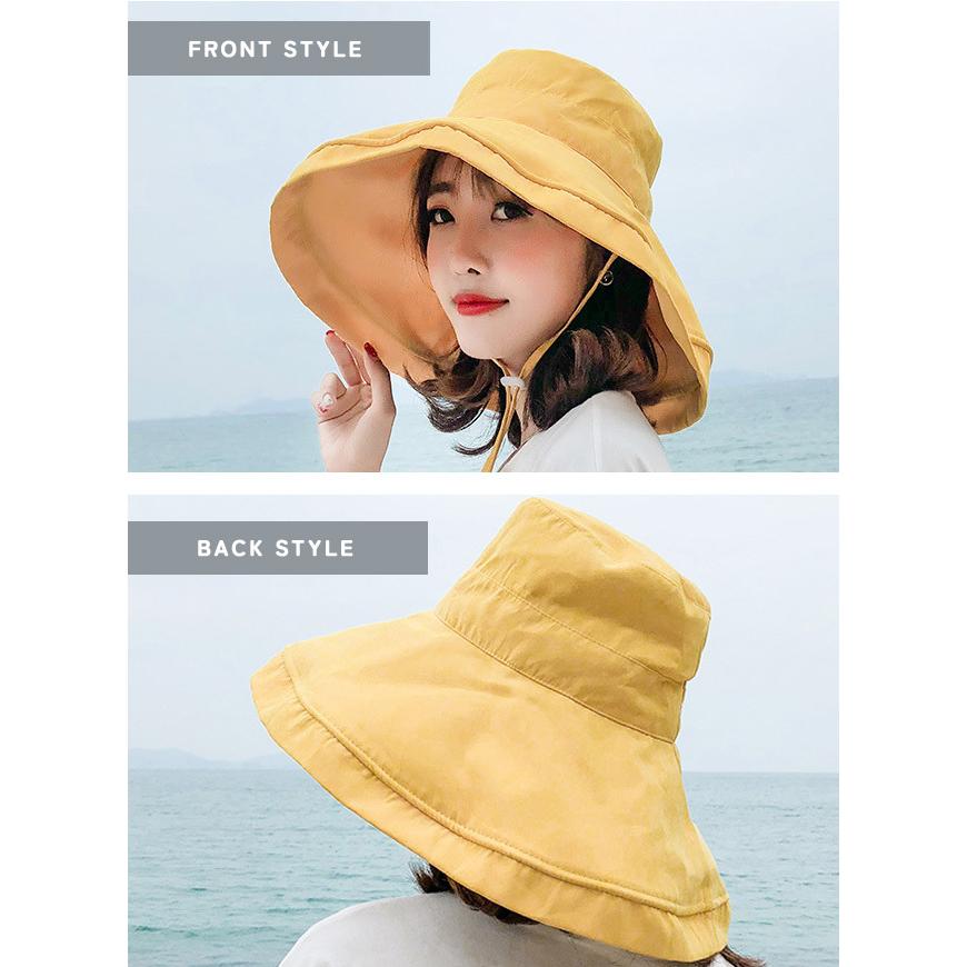 つば広帽子 レディース つば広ハット 大きい 日よけ 紫外線対策 日焼け対策 UVカット 折りたたみ たためる あごひも付き GPT 1点迄メール便OK(gu1b455) | ブランド登録なし | 04