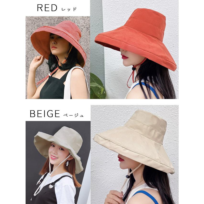 つば広帽子 レディース つば広ハット 大きい 日よけ 紫外線対策 日焼け対策 UVカット 折りたたみ たためる あごひも付き GPT 1点迄メール便OK(gu1b455) | ブランド登録なし | 08