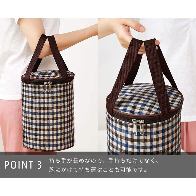 ランチバッグ 筒型 円形 保冷バッグ 保温 縦型 大容量 クーラーバッグ ペットボトル スープジャー チェック柄 可愛い お弁当 円筒 GPT 1点迄メール便OK(gu1b467) | ブランド登録なし | 04