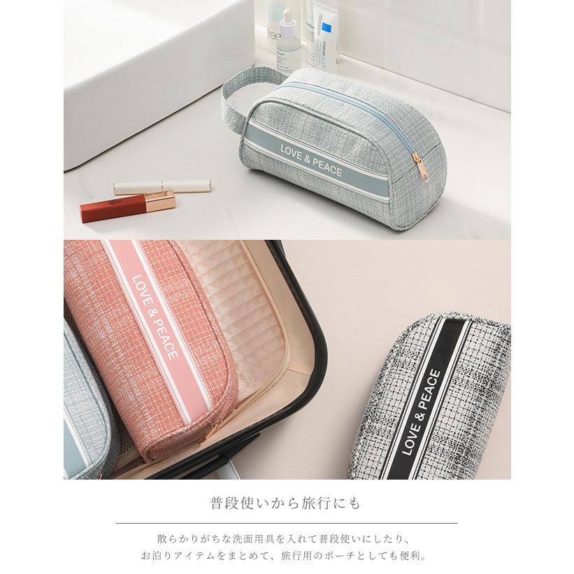 化粧ポーチ 大きめ ツイード風 コスメポーチ 大容量 かわいい 持ち運び 小物入れ マチ付き 持ち手付き ファスナー メイクポーチ GPT 2点迄メール便OK(gu1b701) | ブランド登録なし | 04