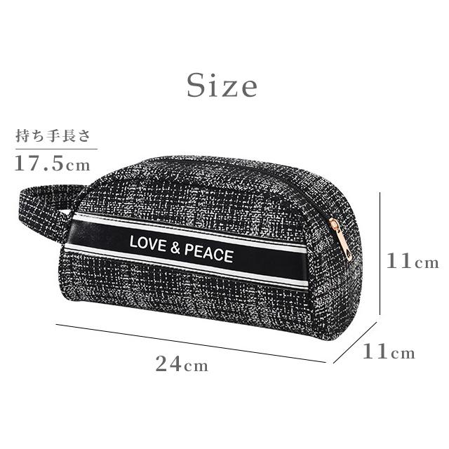 化粧ポーチ 大きめ ツイード風 コスメポーチ 大容量 かわいい 持ち運び 小物入れ マチ付き 持ち手付き ファスナー メイクポーチ GPT 2点迄メール便OK(gu1b701) | ブランド登録なし | 05