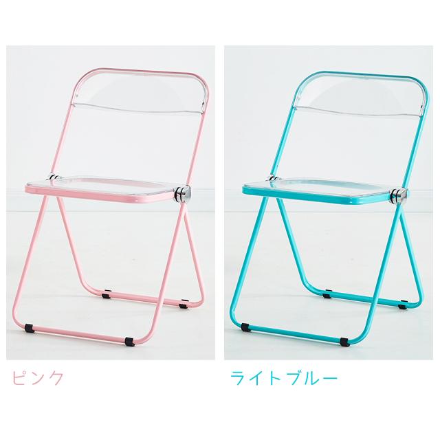 クリアチェア おしゃれ パイプ椅子 透明 折りたたみ椅子 韓国 カラーフレーム 組み立て不要 折り畳み椅子 金属製 省スペース 在宅ワーク GPT 送料無料(gu1b706) | ブランド登録なし | 18