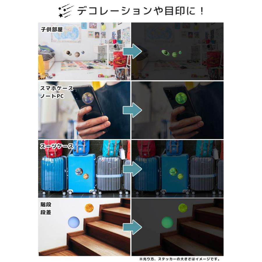蓄光 シール ステッカー ウォールステッカー 太陽系 惑星 地球 宇宙 月 夜光 蛍光 おしゃれ かわいい 子供部屋 寝室 天井 目印 GPT 20点迄メール便OK(gu1b734) | ブランド登録なし | 03