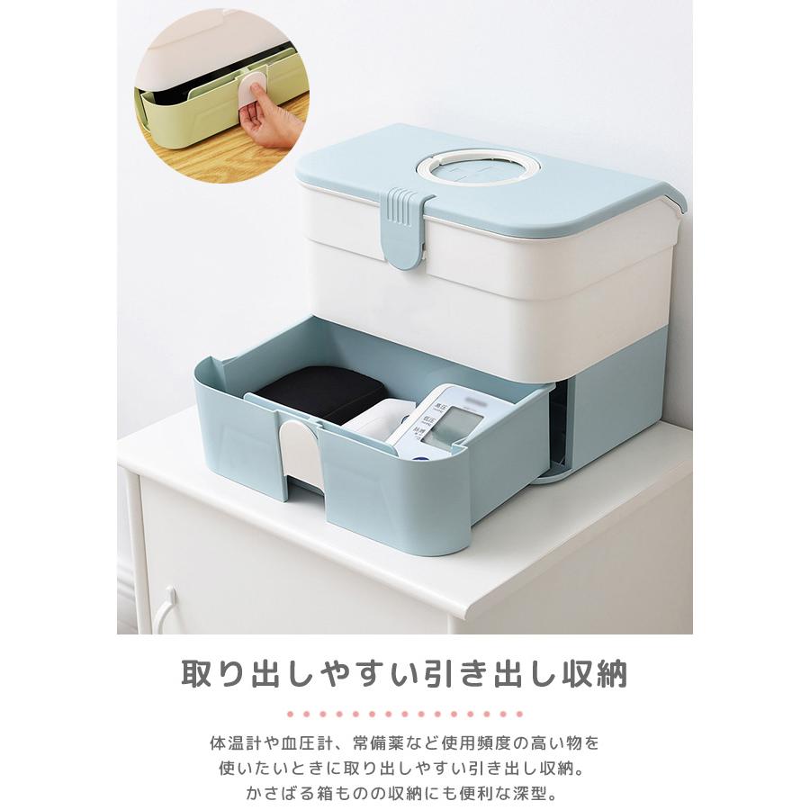 救急箱 薬箱 引き出し付き 2段 大容量 収納ボックス 道具箱 メイクボックス 裁縫箱 大きい ファーストエイド 小物入れ 家庭用 GPT 送料無料(gu1b747) | ブランド登録なし | 06