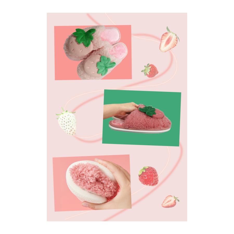 ルームシューズ もこもこ ふわふわ スリッパ 室内 いちご ボア 苺 サンダル 暖かい 冬 ピンク ストロベリー GPT 送料無料(gu1b805) | ブランド登録なし | 10