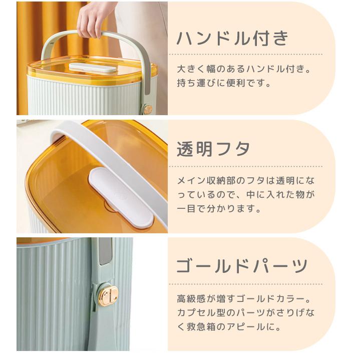 救急箱 薬箱 引き出し ピルケース 付き 2段 おしゃれ 透明 大容量 薬