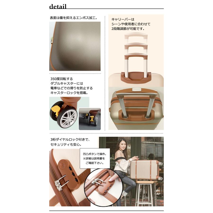 スーツケース Sサイズ ストッパー付き トランクケース レトロ キャリー