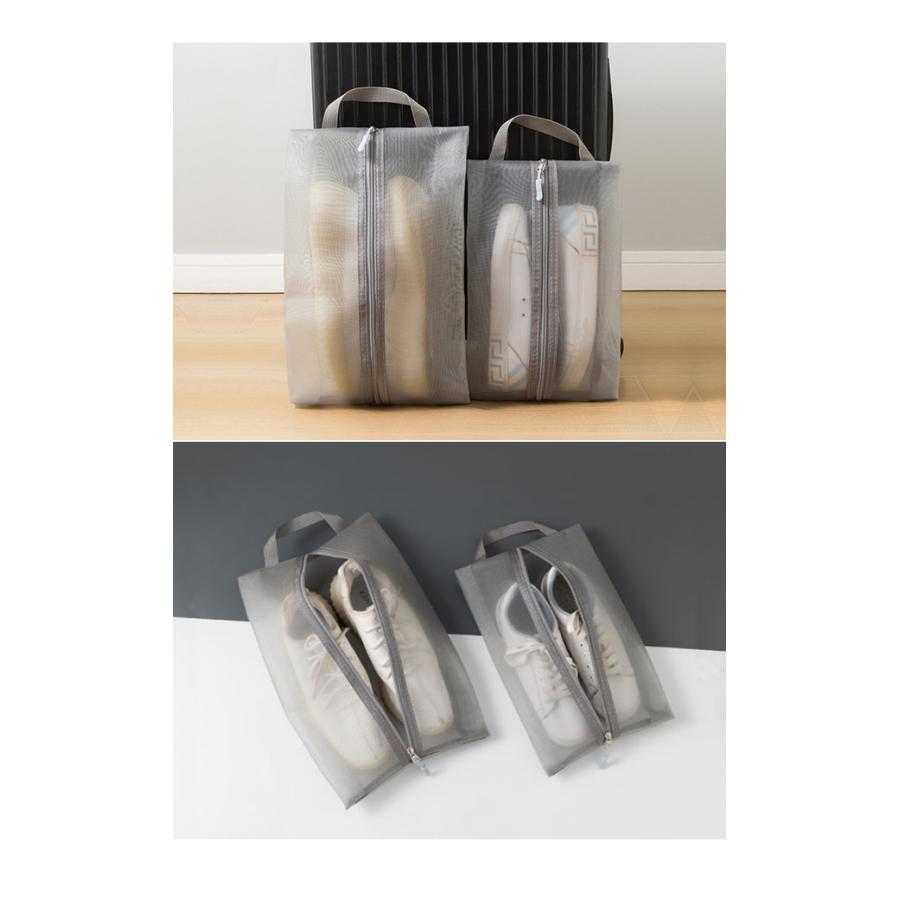 「レビュー記入でメール便送料無料」メッシュ シューズケース シューズバッグ マルチポーチ 黒 グレー 大サイズ GPT gu1c008-mail(gu1c009)(1通につき2点迄) | ブランド登録なし | 12