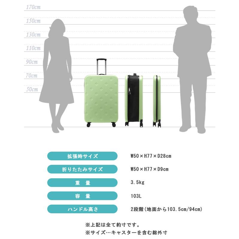 スーツケース 折りたたみ キャリーケース キャリーバッグ LLサイズ 大型 ジッパー 103L 4泊 5泊 10日 旅行 出張 エンボス 南京錠付き GPT 送料無料(gu1c059)[c]｜griptone｜11