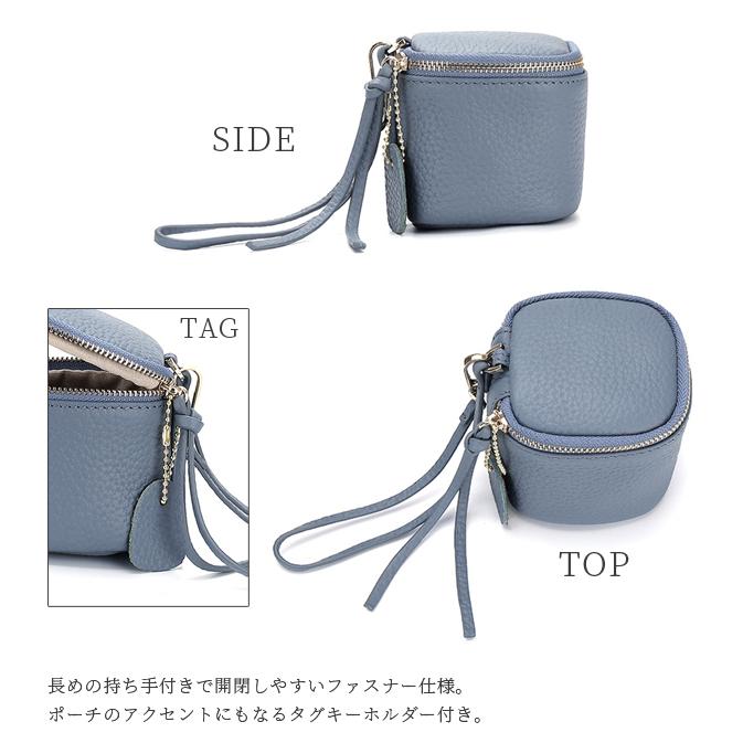 ミニポーチ 小さめ 小物入れ キューブ型 コインケース レザー 本革 ストラップ付き コンパクト 化粧ポーチ おしゃれ GPT 2点迄メール便OK(gu1c090) | ブランド登録なし | 03