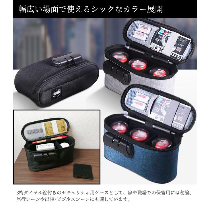 防犯 鍵 3桁 ダイヤル ロック 付き バニティ ポーチ BOX 型 立体 ケース バッグインバッグ 手提げ 持ち手 印鑑 貴重品 収納 GPT 1点迄メール便OK(gu1c130) | ブランド登録なし | 06
