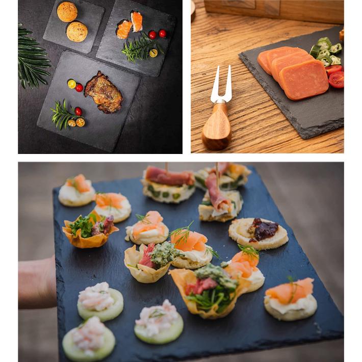 スレート プレート 皿 角皿 25×25cm 2個 セット 正角皿 角型 正方形 オードブル チーズ ケーキ 黒い 食器 石 GPT (gu1c181)「送料無料」 | ブランド登録なし | 04