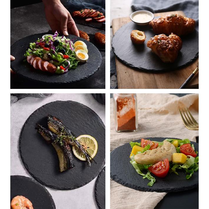 スレート プレート 皿 長角皿 30×10cm ＋ 丸皿 25×25cm 角皿