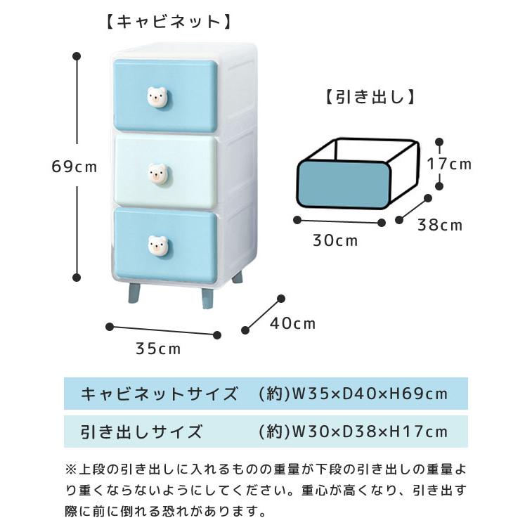 収納ケース 引き出し 3段 プラスチック 収納ボックス キャビネット 大容量 子供部屋 衣類 おもちゃ ぬいぐるみ クローゼット チェスト GPT (gu1c216) 送料無料｜griptone｜09