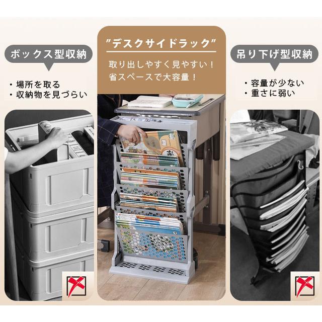 訳あり デスク サイドラック マガジンラック 本棚 教科書 書類 収納 スリム 5段 収納棚 収納ラック トレー 学習机 デスク脇 デスク横 GPT gu1c131-b(gu1c238) | ブランド登録なし | 07