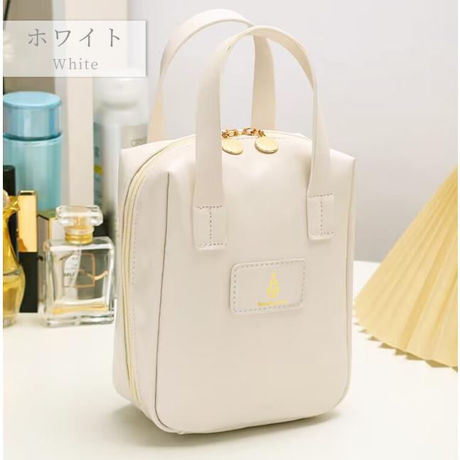 化粧ポーチ コスメポーチ 自立 縦型 大容量 仕切り 収納 持ち手付き マチあり かわいい コンパクト 小物入れ 機能的 GPT 1点迄メール便OK(gu1c239) | ブランド登録なし | 12