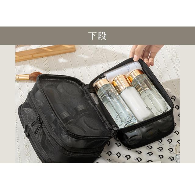 メッシュ バニティポーチ 3段 持ち手 付き バニティケース 3層 手提げ メッシュケース スパ バッグ シンプル 温泉 軽量 大容量 GPT １点のみメール便OK(gu1c290) | ブランド登録なし | 05