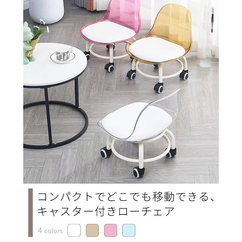 椅子 低い キャスター付 作業椅子 おしゃれ ローチェア ロータイプ 背もたれ クリア 360°回転 スツール 作業用 回転椅子 ロースツール GPT 送料無料(gu1c305) | ブランド登録なし | 07