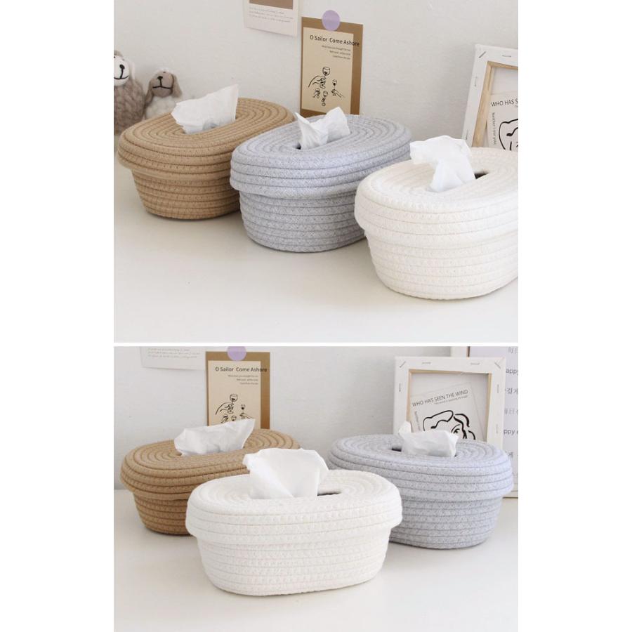 ティッシュケース おしゃれ コットンロープ 布 ティッシュカバー 置き