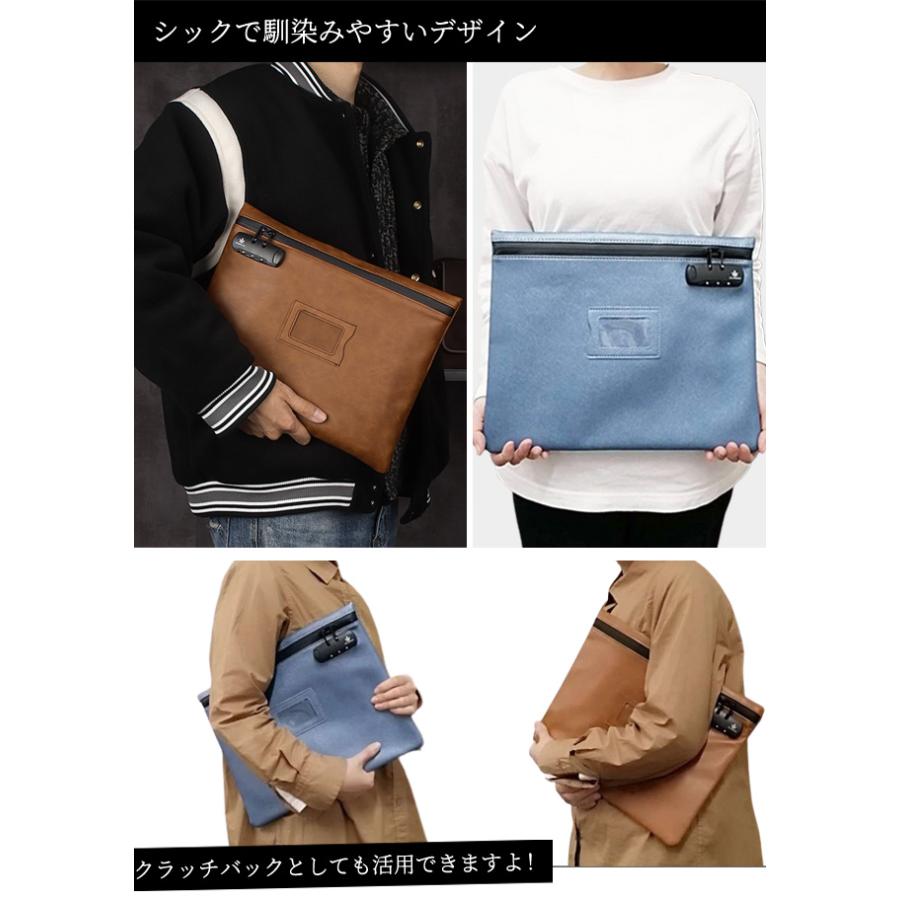 防犯 3桁 ダイヤル錠 付き PUレザー 薄型 書類 トラベル ポーチ 薄マチ ケース レザー調 A4収納 A4ファイル 書類ケース 名札 GPT 1点迄メール便OK(gu1c330) | ブランド登録なし | 09