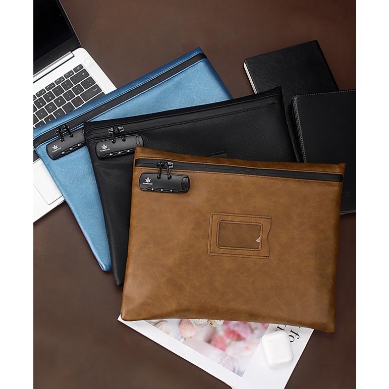 「レビュー記入でメール便送料無料」防犯 3桁 ダイヤル錠 PUレザー 薄型 書類 トラベルポーチ ケース A4収納 名札 GPT gu1c330-mail(gu1c331)(1通につき1点迄) | ブランド登録なし | 05