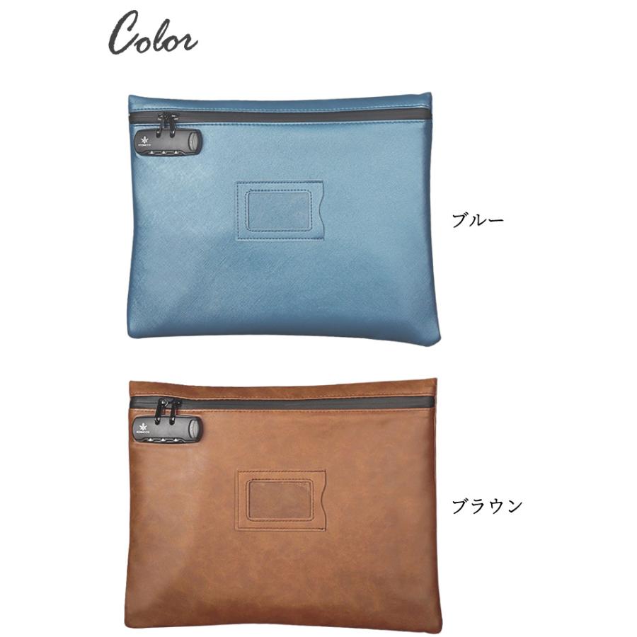 「レビュー記入でメール便送料無料」防犯 3桁 ダイヤル錠 PUレザー 薄型 書類 トラベルポーチ ケース A4収納 名札 GPT gu1c330-mail(gu1c331)(1通につき1点迄) | ブランド登録なし | 11