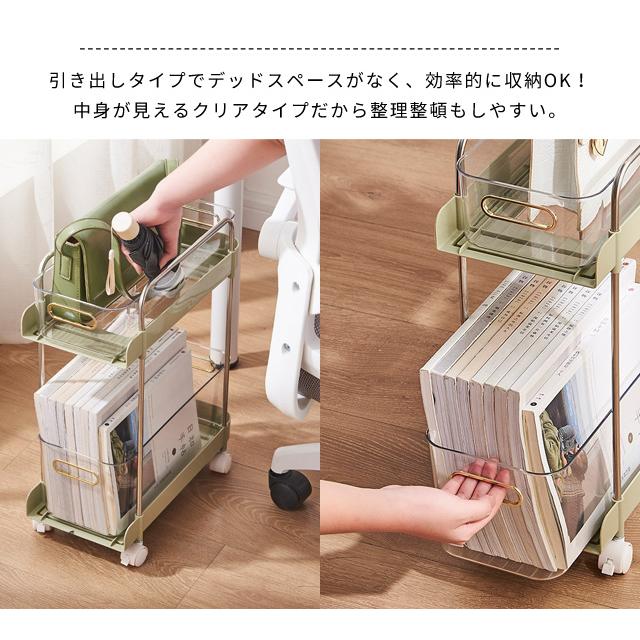 ワゴン キャスター付き スリム 2段 おしゃれ クリア キッチンワゴン リビング すき間収納 引き出し サイドワゴン 透明 インテリア GPT 送料無料(gu1c338) | ブランド登録なし | 05