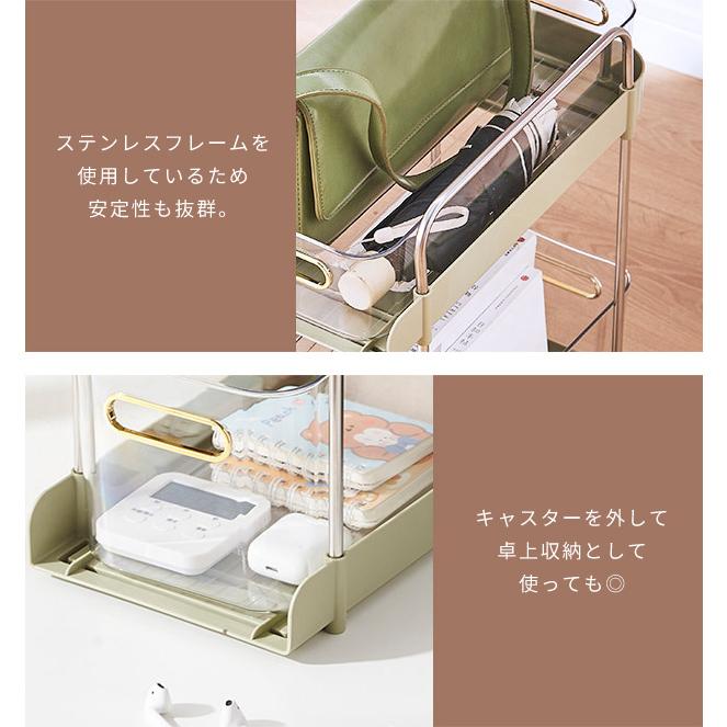 ワゴン キャスター付き スリム 2段 おしゃれ クリア キッチンワゴン リビング すき間収納 引き出し サイドワゴン 透明 インテリア GPT 送料無料(gu1c338) | ブランド登録なし | 07