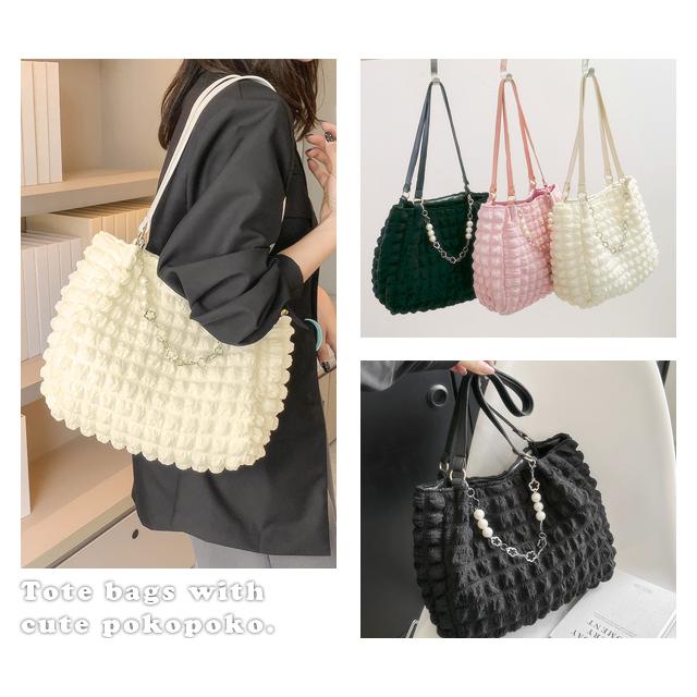 トートバッグ レディース ファスナー付き ぽこぽこ ポップコーンバッグ