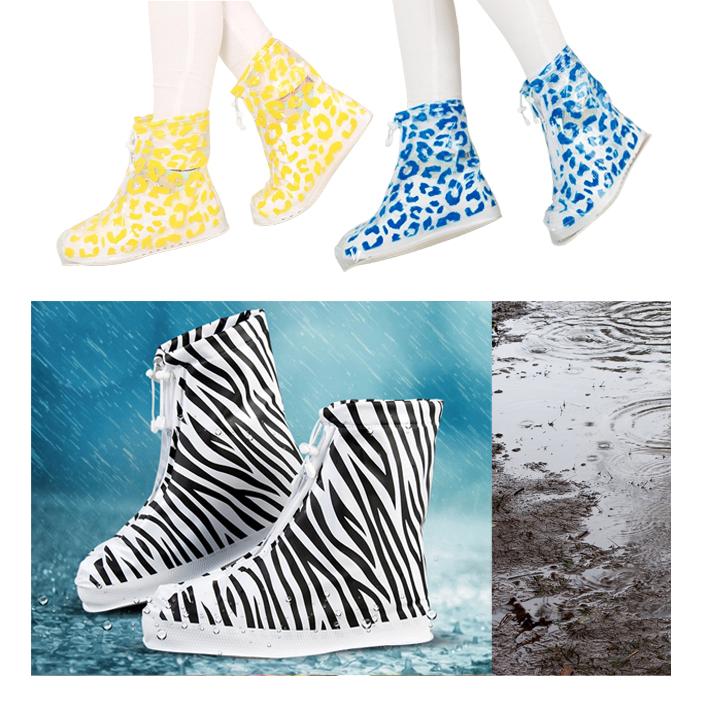 シューズカバー 防水 雨 ゼブラ ヒョウ柄 ショート丈 ファスナータイプ 透明 クリア シマウマ レオパード GPT アウトレット 1点迄メール便OK(gu1c403) | ブランド登録なし | 10