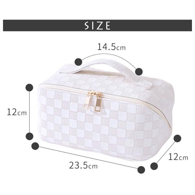「レビュー記入でメール便送料無料」化粧ポーチ メイクポーチ コスメポーチ 格子柄 バニティポーチ 大容量 持ち手 GPT gu1c353-mail(1通につき1点迄)(gu1c440) | ブランド登録なし | 09