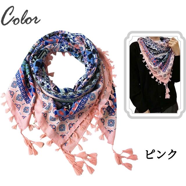 ストール ショール 大判 エスニック 調 薄手 ツイル生地 飾り房 マフラー ひざ掛け 大きい 正方形 ボリューム GPT 1点迄メール便OK(gu1c447) | ブランド登録なし | 09