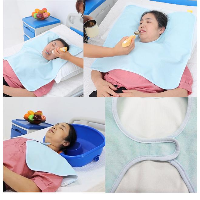 介護 食事用 洗髪用 エプロン 仰向け 寝たまま 大人用 スタイ よだれかけ 無地 タオル地 寝たきり 食事介助 介護用品 ブルー GPT 2点迄メール便OK(gu1c538) | ブランド登録なし | 07