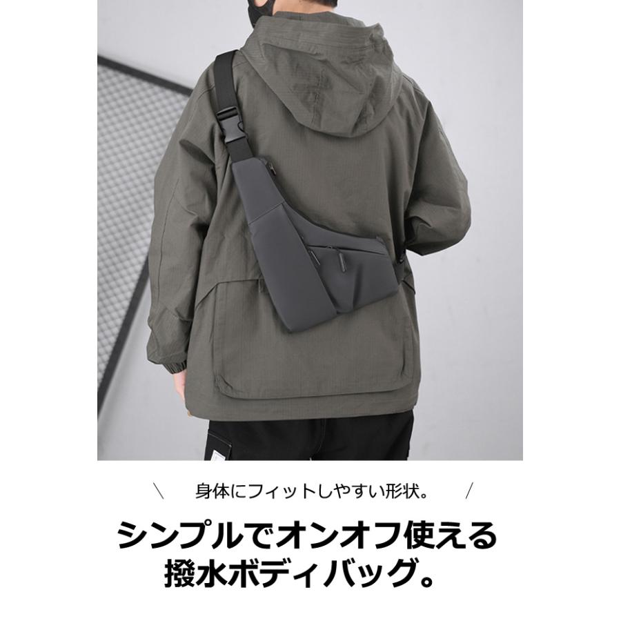 ボディバッグ メンズ 撥水 斜め掛け 肩掛け スリング バッグ 防犯 チェストバッグ ショルダーバッグ ワンショルダー 無地 ブラック グレー GPT (gu1c622) | ブランド登録なし | 03