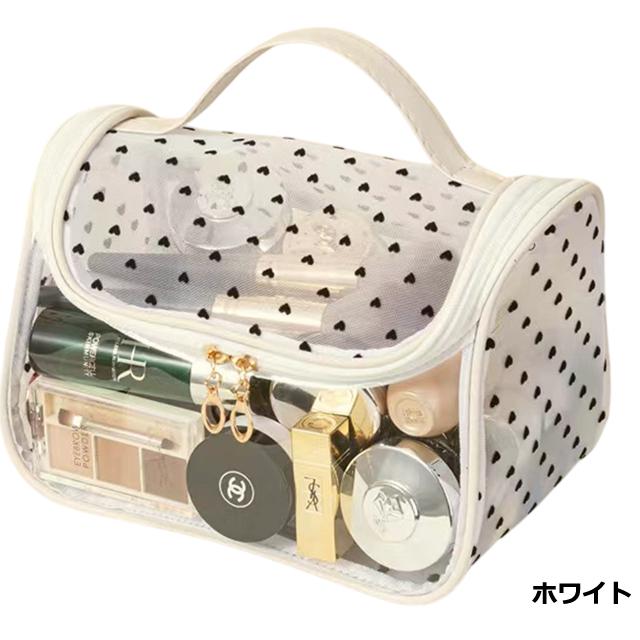 「レビュー記入でメール便送料無料」 ハート メッシュ クリア ポーチ 透明 半透明 化粧ポーチ 取っ手 大容量 軽量 GPT gu1c670-mail(gu1c671)(1通につき1点迄) | ブランド登録なし | 13