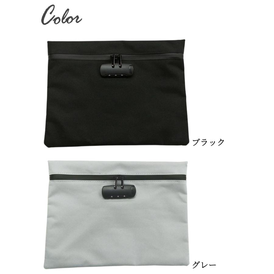 防犯 3桁 ダイヤル錠 付き 薄型 書類 トラベル ポーチ 薄マチ フラットポーチ ケース B5収納 無地 大きめ 旅行 出張 GPT 2点迄メール便OK(gu1c693) | ブランド登録なし | 13