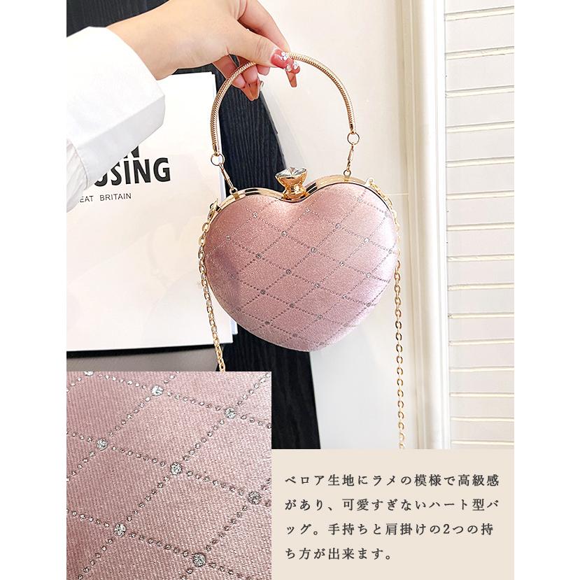 パーティーバッグ チェーンバッグ ミニショルダー レディース 子供 ハート ベロア ハンドバッグ サブバッグ おしゃれ 結婚式 キラキラ GPT 送料無料(gu1c706) | ブランド登録なし | 05