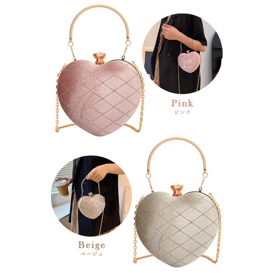 パーティーバッグ チェーンバッグ ミニショルダー レディース 子供 ハート ベロア ハンドバッグ サブバッグ おしゃれ 結婚式 キラキラ GPT 送料無料(gu1c706) | ブランド登録なし | 11