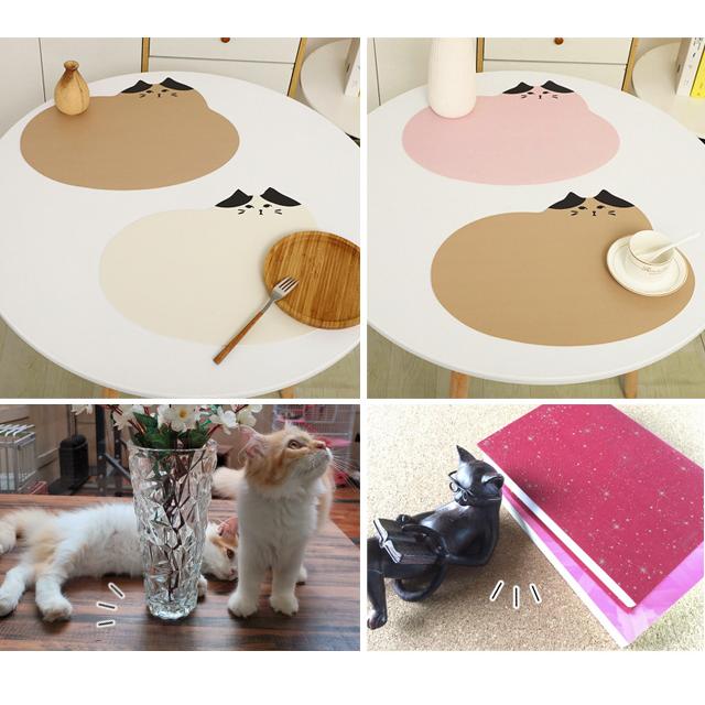 ランチョンマット ランチマット 猫 洗える 撥水 丸 ハチワレ レザー調 かわいい おしゃれ マット 子供 大人 PUレザー 北欧 韓国 GPT 3点迄メール便OK(gu1c718) | ブランド登録なし | 09