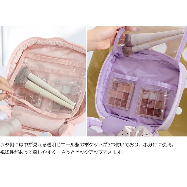 ポーチ ハンドル付き コスメポーチ 大容量 化粧ポーチ キルティング 大きめ かわいい パステルカラー 自立 持ち手付き GPT 1点迄メール便OK(gu1c767) | ブランド登録なし | 07