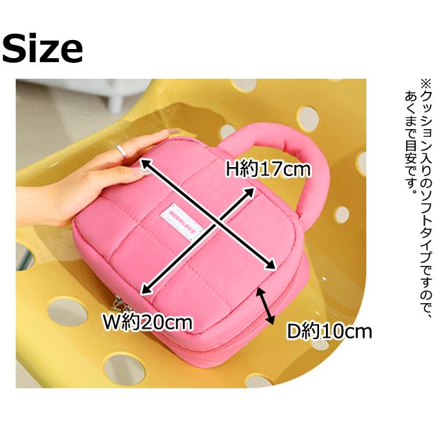 ポーチ ハンドル付き コスメポーチ 大容量 化粧ポーチ キルティング 大きめ かわいい パステルカラー 自立 持ち手付き GPT 1点迄メール便OK(gu1c767) | ブランド登録なし | 11