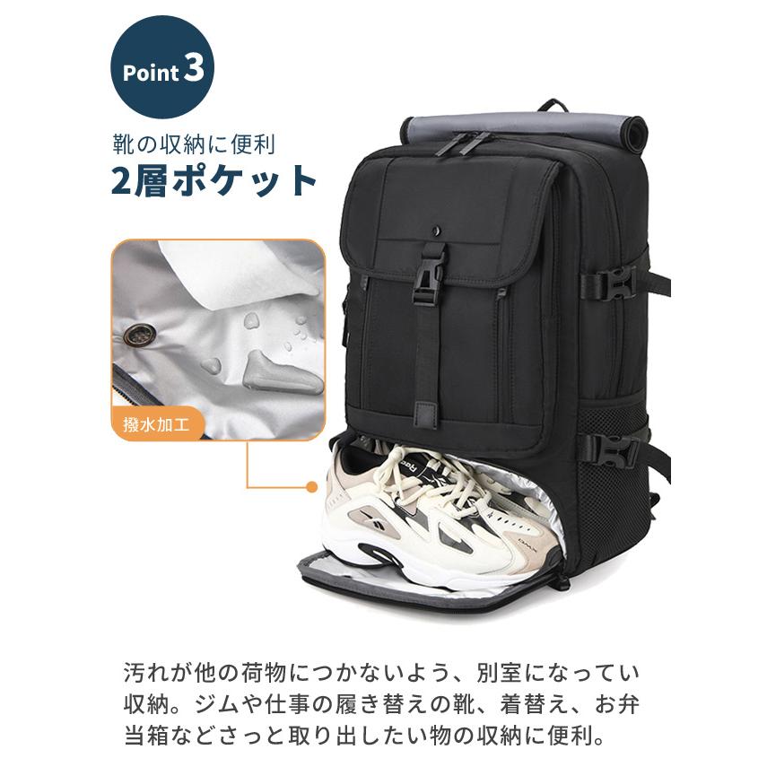 リュック 靴収納 2層 大容量 20L PC収納 ショルダー キャリーオン 3WAY メンズ ビジネスリュック 通勤 出張 旅行 ジム リュックサック GPT 送料無料(gu1c773) | ブランド登録なし | 06