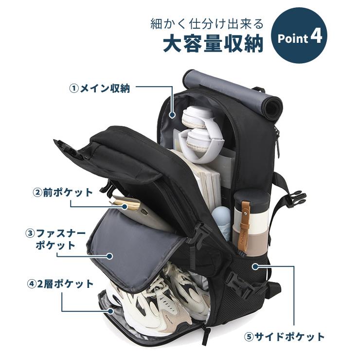 リュック 靴収納 2層 大容量 20L PC収納 ショルダー キャリーオン 3WAY メンズ ビジネスリュック 通勤 出張 旅行 ジム リュックサック GPT 送料無料(gu1c773) | ブランド登録なし | 07