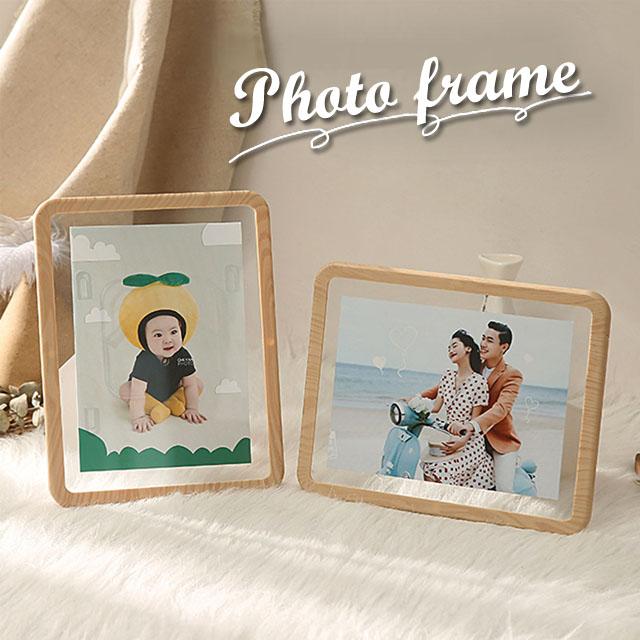 フォトフレーム おしゃれ 木目調 両面透明 縦横OK 写真立て ナチュラル クリア 北欧 GPT アウトレット 1点迄メール便OK(gu1c774) | ブランド登録なし
