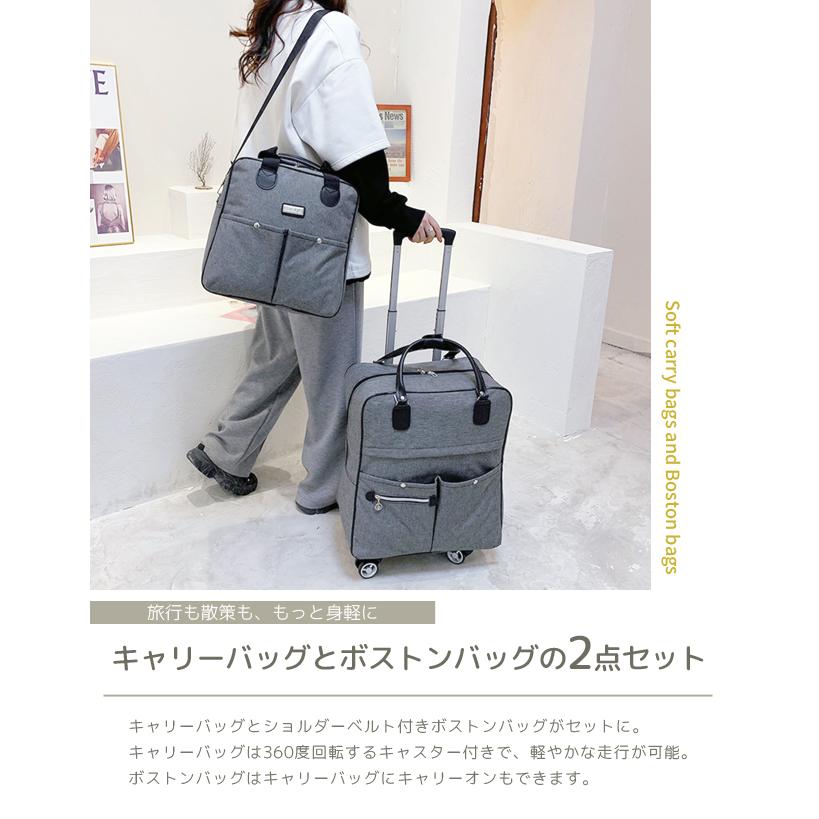 2点セット ソフト キャリーバッグ Sサイズ ファスナー 小型 ショルダー 