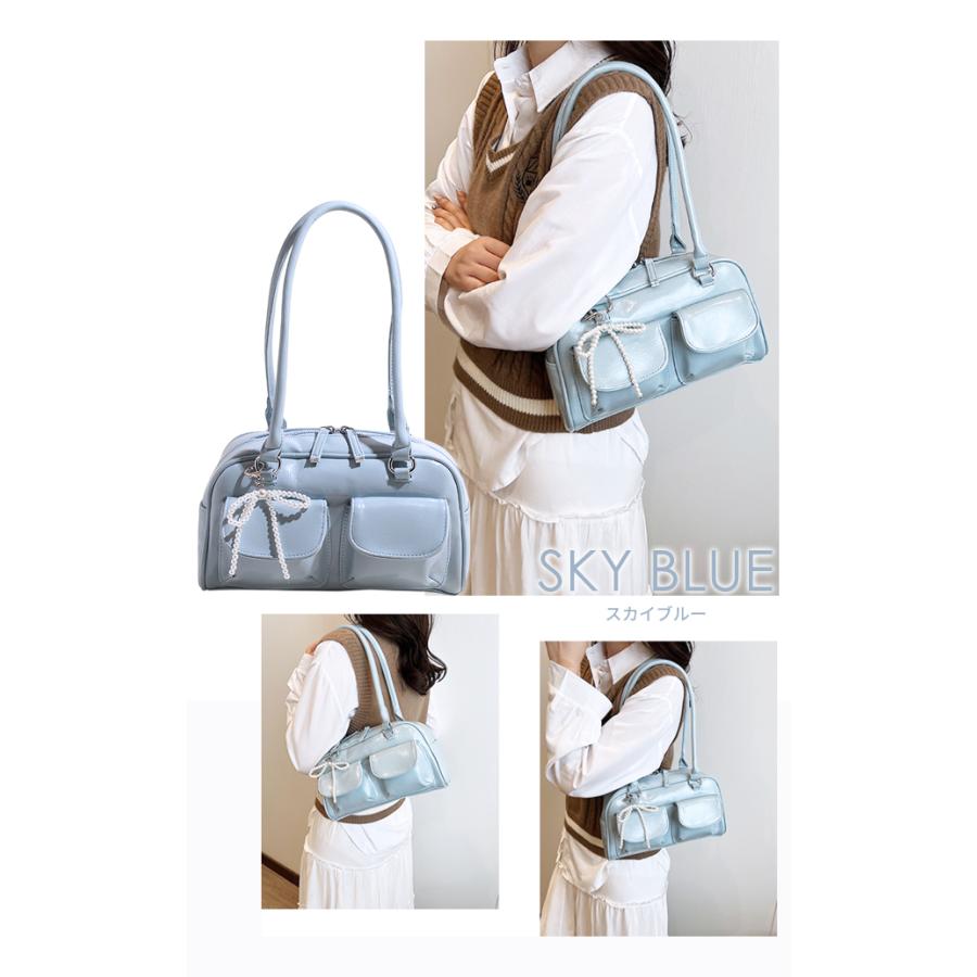 ミニボストンバッグ レディース フェイクレザー トートバッグ チャーム付き パール リボン ハンドバッグ 前ポケット プレゼント 肩掛け GPT 送料無料(gu1c802) | ブランド登録なし | 16