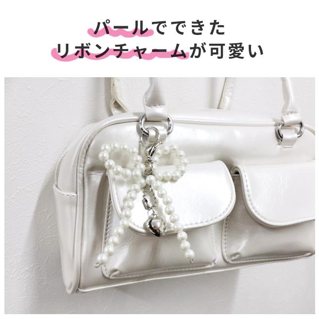 ミニボストンバッグ レディース フェイクレザー トートバッグ チャーム