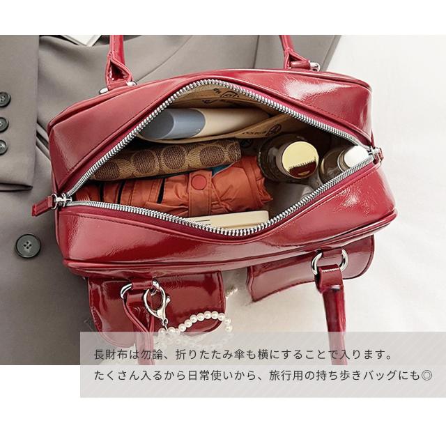 ミニボストンバッグ レディース フェイクレザー トートバッグ チャーム付き パール リボン ハンドバッグ 前ポケット プレゼント 肩掛け GPT 送料無料(gu1c802) | ブランド登録なし | 11